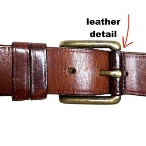 belt brown leather heavy S/M brass buckle vintage western classic